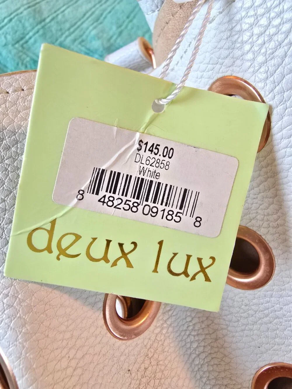 NWT Deux Lux White Grommet Bucket Bag Drawstring Shoulder Crossbody